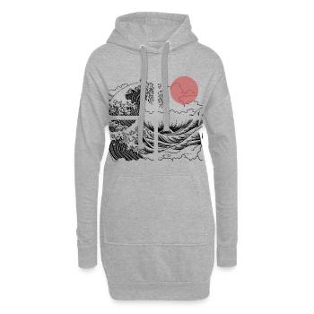 Nachtsonne über Wellen auf dem Ozean - Hoodie-Kleid - Grau meliert - Vorne