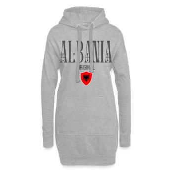 J’adore l’Albanie, made in Albania - Sweat-shirt à capuche long Femme - gris chiné - Devant