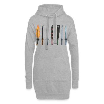 Anime Schwerter Sammlung Design - Hoodie-Kleid - Grau meliert - Vorne
