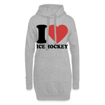 J’aime le hockey sur glace - Coeur - Sports d’hiver - Sweat-shirt à capuche long Femme - gris chiné - Devant