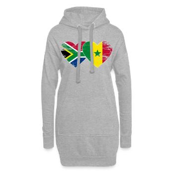 Südafrika Senegal Flagge Herz used - Hoodie-Kleid - Grau meliert - Vorne