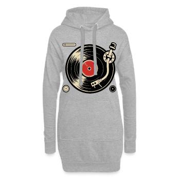 Disques vinyles Platine vinyle Platine vinyle Graphisme - Sweat-shirt à capuche long Femme - gris chiné - Devant