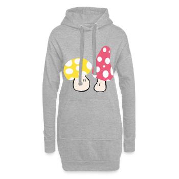 Herbstliche Pilze - Hoodie-Kleid - Grau meliert - Vorne