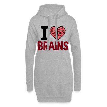 I Love Brains Zombie Spruch - Hoodie-Kleid - Grau meliert - Vorne