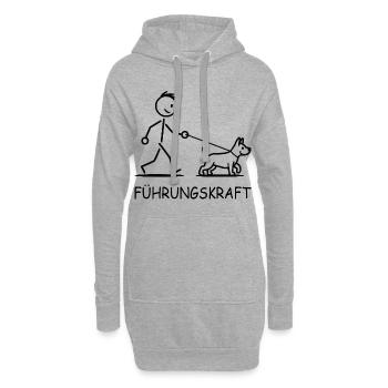 Führungskraft mit Hund – lustiger Spruch - Hoodie-Kleid - Grau meliert - Vorne