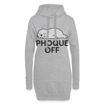 Phoque Off – Jeu de mots drôle et décalé - Sweat-shirt à capuche long Femme - gris chiné - Devant