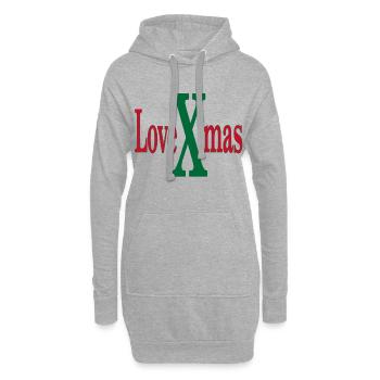 Logo festif LoveXmas - Sweat-shirt à capuche long Femme - gris chiné - Devant