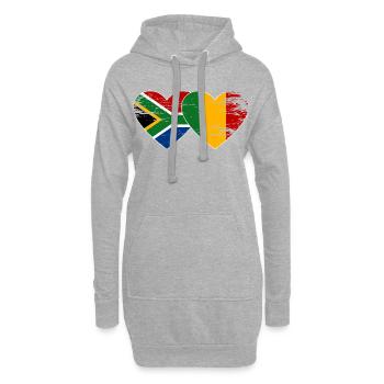 Südafrika Mali Flagge Herz used - Hoodie-Kleid - Grau meliert - Vorne