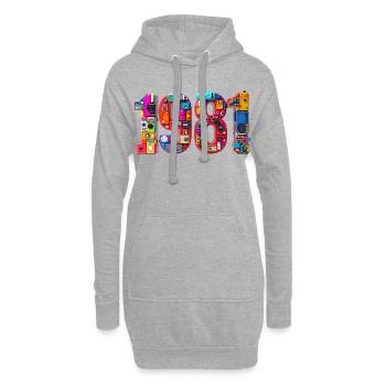 1981 – Geburtsdatum, Abitur, Hochzeit, Geburt - Hoodie-Kleid - Grau meliert - Vorne