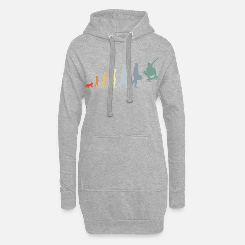 Skateboarder Evolution - Hoodie-Kleid - Grau meliert