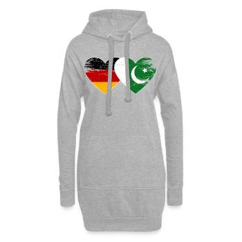 Deutschland Pakistan Flagge Herz used - Hoodie-Kleid - Grau meliert - Vorne