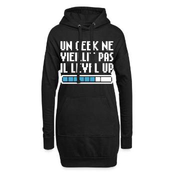 Ein Geek wird nicht alt, er levelt Retro Gaming auf - Hoodie-Kleid - Schwarz - Vorne