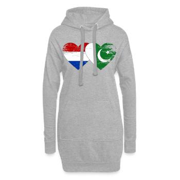 Holland Pakistan Flagge Herz used - Hoodie-Kleid - Grau meliert - Vorne