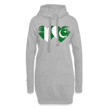 Nigeria Pakistan Flagge Herz - Hoodie-Kleid - Grau meliert - Vorne