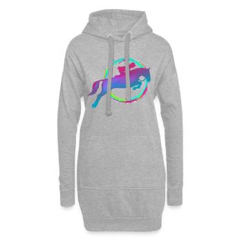 équitation - Sweat-shirt à capuche long Femme - gris chiné - Devant