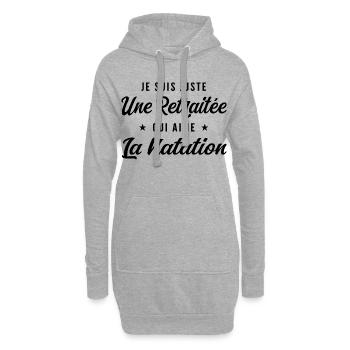 Retraitée Nageuse Humour Cadeau Retraite - Sweat-shirt à capuche long Femme - gris chiné - Devant
