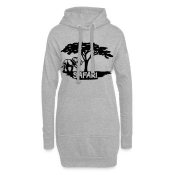 Safari und schwarzer Elefant - Hoodie-Kleid - Grau meliert - Vorne