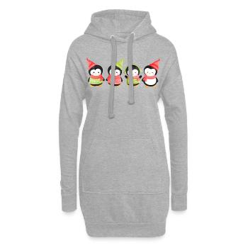 Lustige Pinguin-Weihnachten. Weihnachts-Pinguin - Hoodie-Kleid - Grau meliert - Vorne