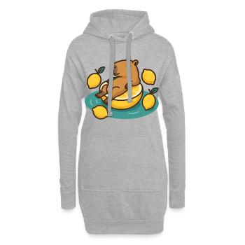 Chillendes Capybara auf Zitrone Cartoon - Hoodie-Kleid - Grau meliert - Vorne