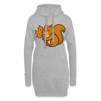Niedliches Eichhörnchen mit Herbstblatt Cartoon - Hoodie-Kleid - Grau meliert - Vorne