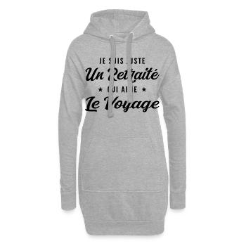 Retraité Voyageur Humour Cadeau Retraite - Sweat-shirt à capuche long Femme - gris chiné - Devant