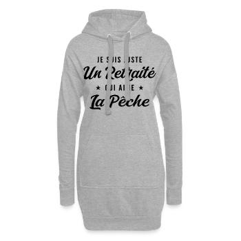 Retraité Pêcheur Humour Cadeau Retraite - Sweat-shirt à capuche long Femme - gris chiné - Devant