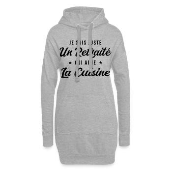 Retraité Cuisinier Humour Cadeau Retraite - Sweat-shirt à capuche long Femme - gris chiné - Devant