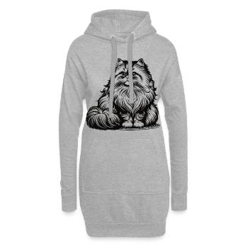 Chat persan design, élégant, moelleux et royal - Sweat-shirt à capuche long Femme - gris chiné - Devant