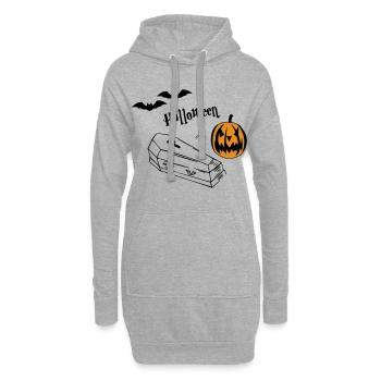 Halloween Kürbis Silhouette - Hoodie-Kleid - Grau meliert - Vorne