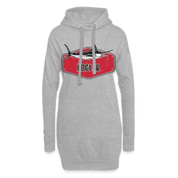 Angler Fish USA Design Rot - Hoodie-Kleid - Grau meliert - Vorne