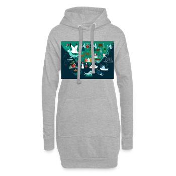 Souvenir du sud de la Norvège - Sweat-shirt à capuche long Femme - gris chiné - Devant