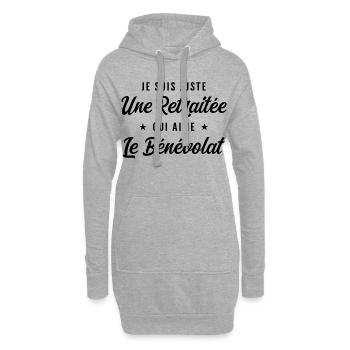 Retraitée Bénévole Humour Cadeau Retraite - Sweat-shirt à capuche long Femme - gris chiné - Devant