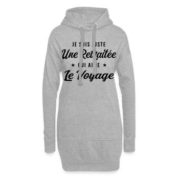 Retraitée Voyageuse Humour Cadeau Retraite - Sweat-shirt à capuche long Femme - gris chiné - Devant
