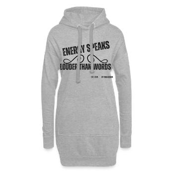 Energie spricht lauter als Worte - Hoodie-Kleid - Grau meliert - Vorne