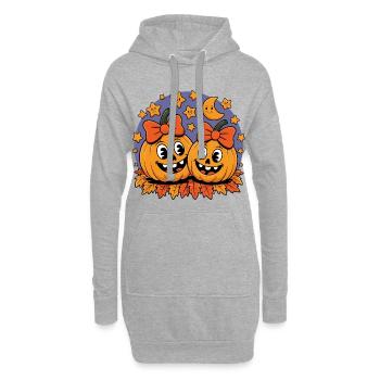 Lustige Halloweenkürbisse mit Schleifen - Hoodie-Kleid - Grau meliert - Vorne