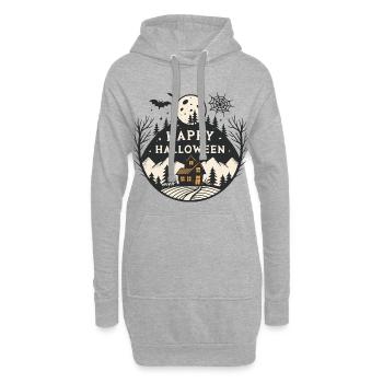Nuit Halloween Cabane Montagne - Sweat-shirt à capuche long Femme - gris chiné - Devant
