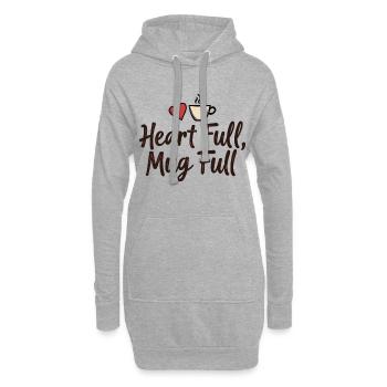 Heart Full, Mug Full – Kaffee- Glühwein- Liebe - Hoodie-Kleid - Grau meliert - Vorne
