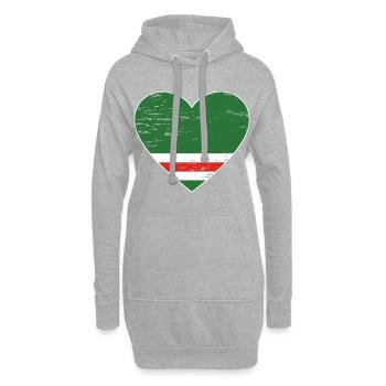 Tschetschenien Flagge Herz used - Hoodie-Kleid - Grau meliert - Vorne