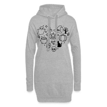 Halloween Herz (Farbe änderbar Personalisieren) - Hoodie-Kleid - Grau meliert - Vorne