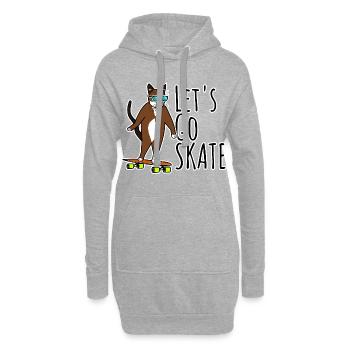 Cool Cat - Let's Go SKATE Longboard Katze - Hoodie-Kleid - Grau meliert - Vorne