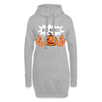 Hello Weenies! Creepy Halloween Kürbis & Würstchen - Hoodie-Kleid - Grau meliert - Vorne