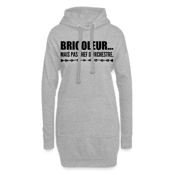 Attention, je bricole sans mode d’emploi - Sweat-shirt à capuche long Femme - gris chiné - Devant