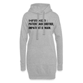 Infirmier : patient aujourd’hui, impatient demain - Sweat-shirt à capuche long Femme - gris chiné - Devant