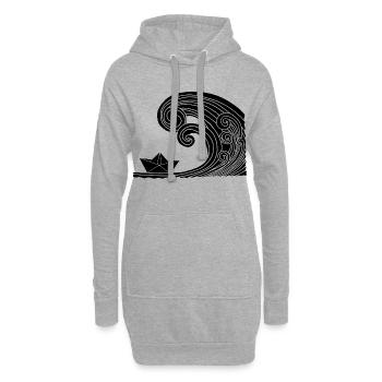 Paper Boat und Schwarzer Ozean - Hoodie-Kleid - Grau meliert - Vorne