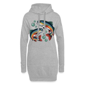 Regenbogenforellen - Hoodie-Kleid - Grau meliert - Vorne