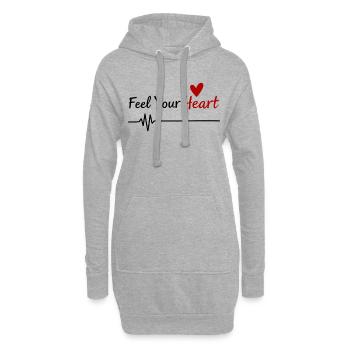 Feel Your Heart Statement Spruch - Hoodie-Kleid - Grau meliert - Vorne