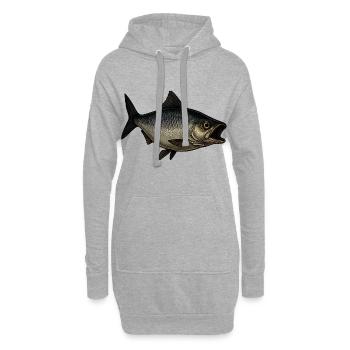 Stilvoller Fisch mit Offenem Maul - Hoodie-Kleid - Grau meliert - Vorne
