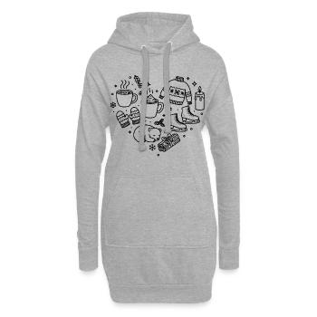 Winter Herz Form Gemütlichkeit Herzform Winterherz - Hoodie-Kleid - Grau meliert - Vorne