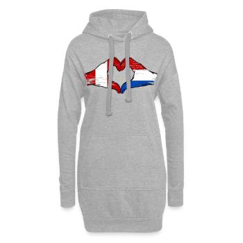 Drapeau Pérou-Hollande, mains en forme de cœur, utilisé - Sweat-shirt à capuche long Femme - gris chiné - Devant