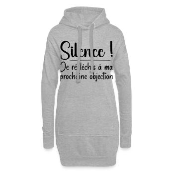 Silence ! Je réfléchis à ma prochaine objection - Sweat-shirt à capuche long Femme - gris chiné - Devant